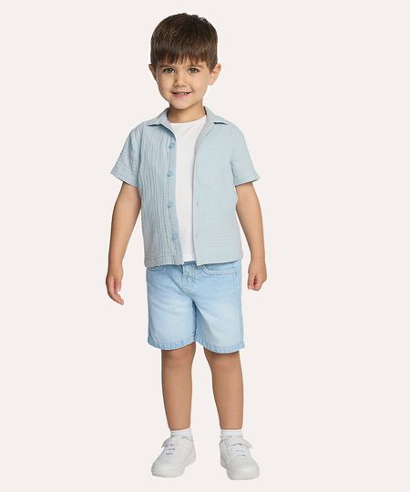 bermuda jeans infantil com bolsos azul claro 1 bermuda jeans infantil com bolsos azul claro 1