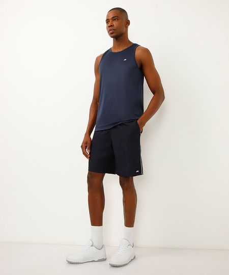bermuda esportiva ace com bolsos e vivo contrastante azul marinho P