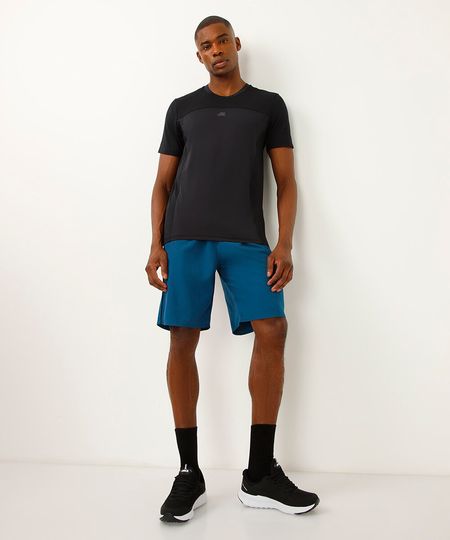 bermuda esportiva ace com bolsos e vivo contrastante petróleo P