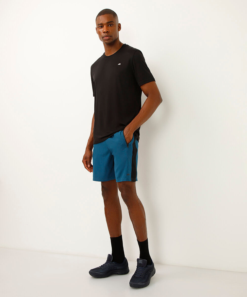 bermuda cós elástico bolso com zíper esportiva ace petroleo