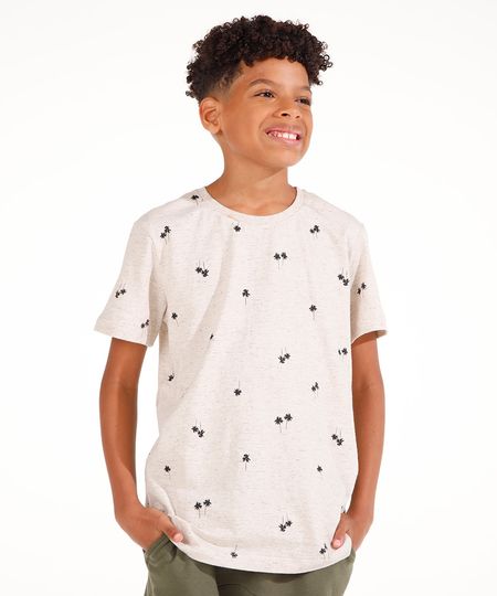 camiseta de algodão juvenil coqueiros manga curta bege 10