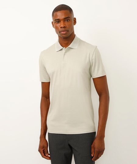 polo slim fit de algodão peruano verde P polo slim fit de algodão peruano verde P