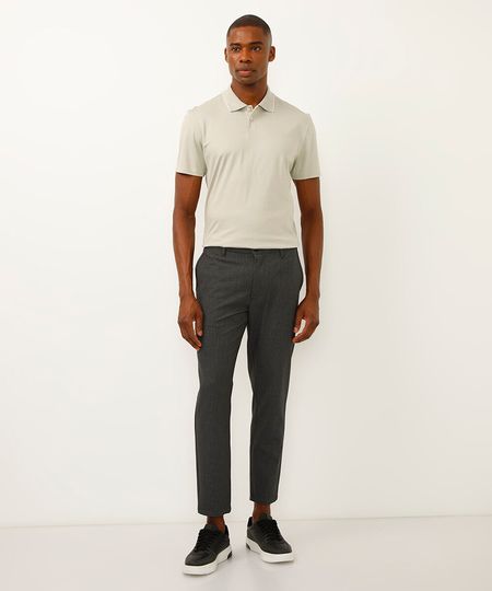 calça chino slim de alfaiataria xadrez masculina cinza 48