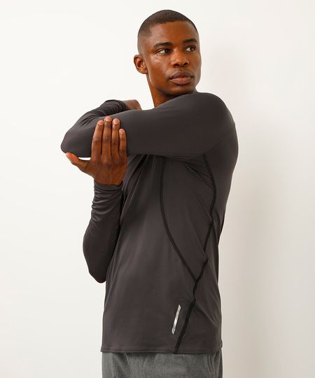 camiseta super slim manga longa proteção uv esportiva ace cinza P camiseta super slim manga longa proteção uv esportiva ace cinza P