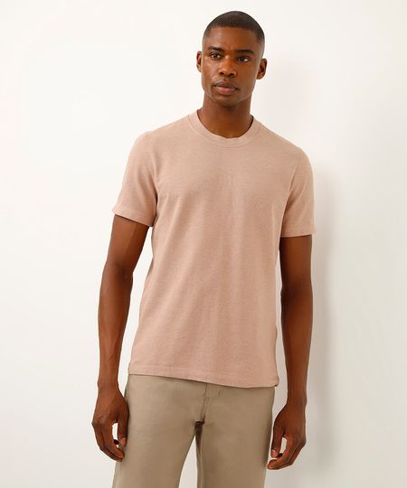 camiseta piquet texturizada manga curta bege GG camiseta piquet texturizada manga curta bege GG