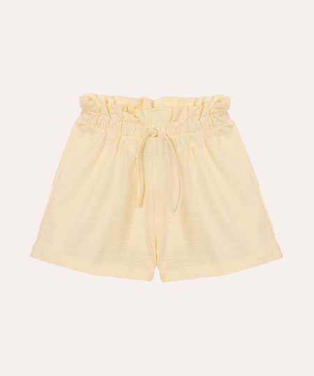 short curto infantil cós com elástico texturizado amarelo 18-24 short curto infantil cós com elástico texturizado amarelo 18-24