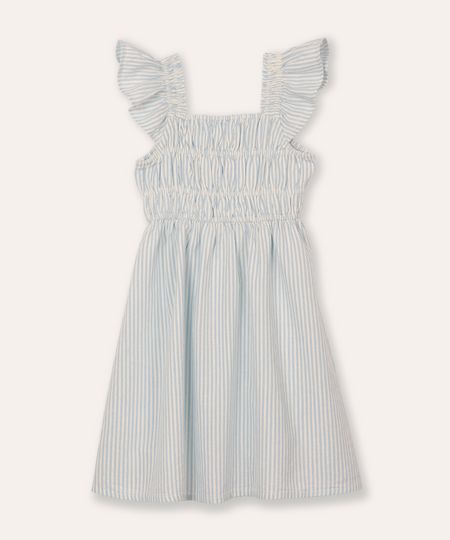 vestido midi infantil listrado azul 6