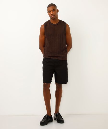 bermuda baggy de sarja cós com elástico preta P bermuda baggy de sarja cós com elástico preta P