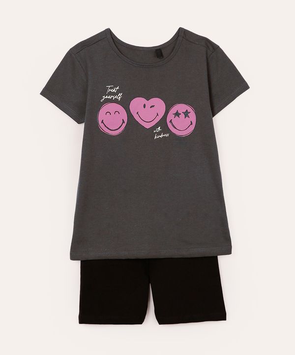 conjunto infantil curto smileyworld cinza 8