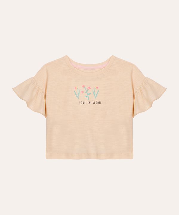 camiseta de algodão infantil babados love in bloom bege 1