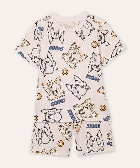 pijama curto infantil sonic off white 10 pijama curto infantil sonic off white 10