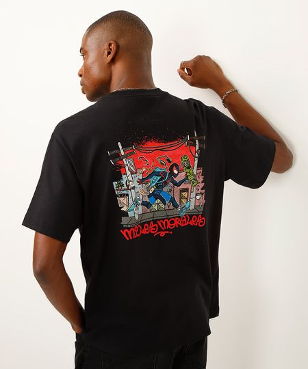 camiseta de algodão miles morales o poder é nosso preta M