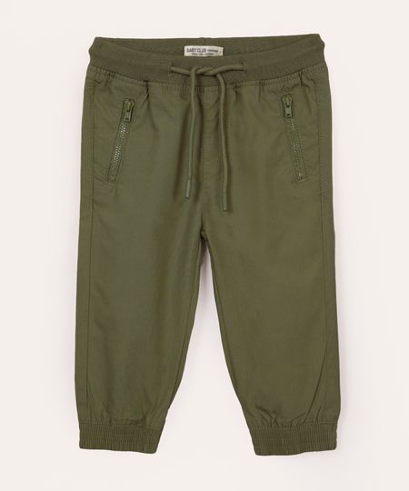 calça jogger de sarja infantil - verde 1