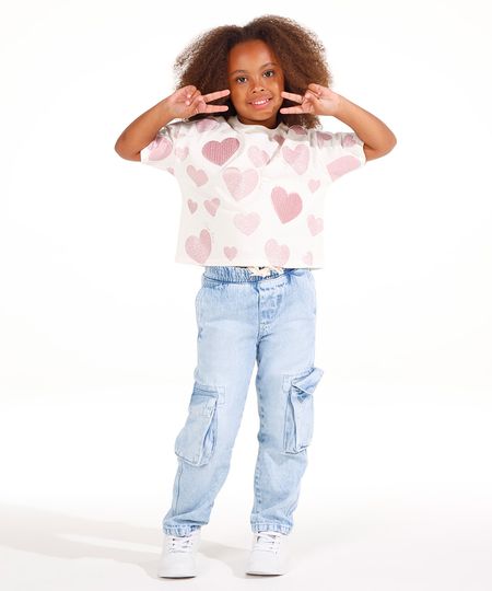 blusa de algodão infantil corações paetê off white 8 blusa de algodão infantil corações paetê off white 8