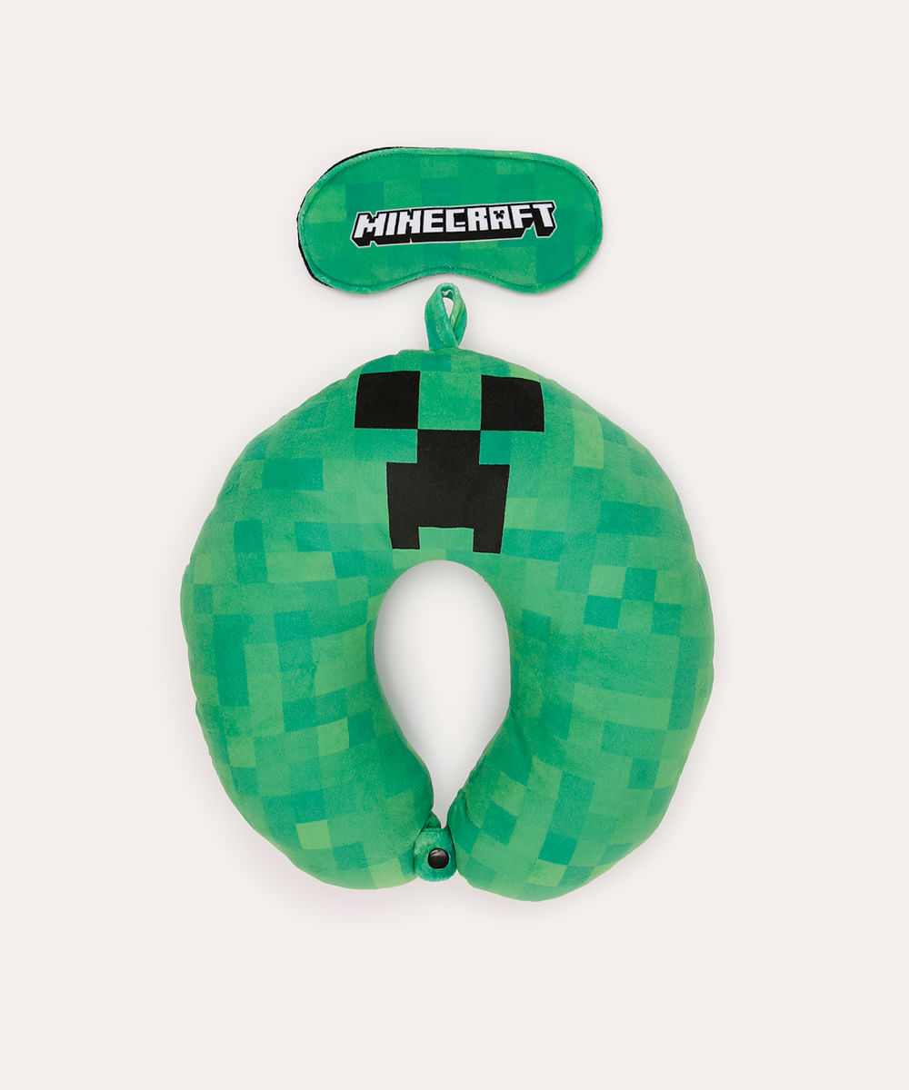 apoio de pescoço com máscara de dormir minecraft verde apoio de pescoço com máscara de dormir minecraft verde