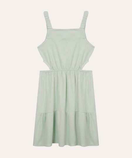 vestido curto juvenil com recortes verde 12