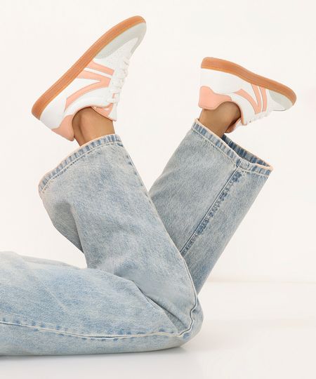 tênis casual com recortes ace laranja 37