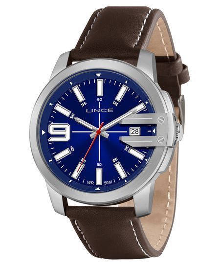 relógio lince mrc4708l d2nx analógico calendário prateado UNICO