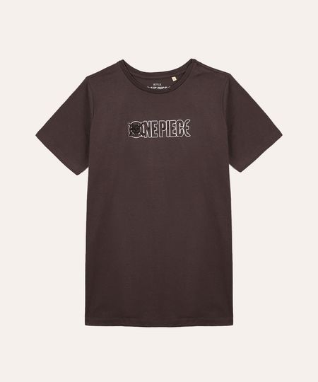 camiseta de algodão juvenil one piece cinza 10