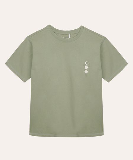camiseta de algodão juvenil lua verde 10