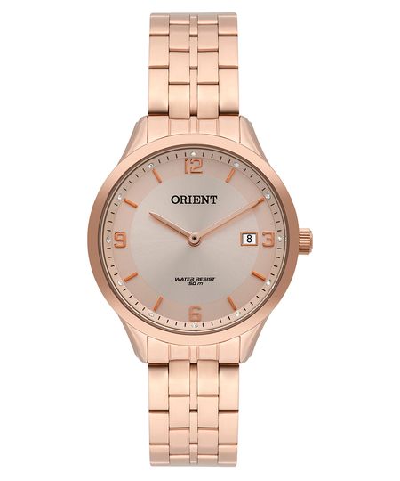 relógio orient frss1046 r2rx analógico calendário rosa UNICO