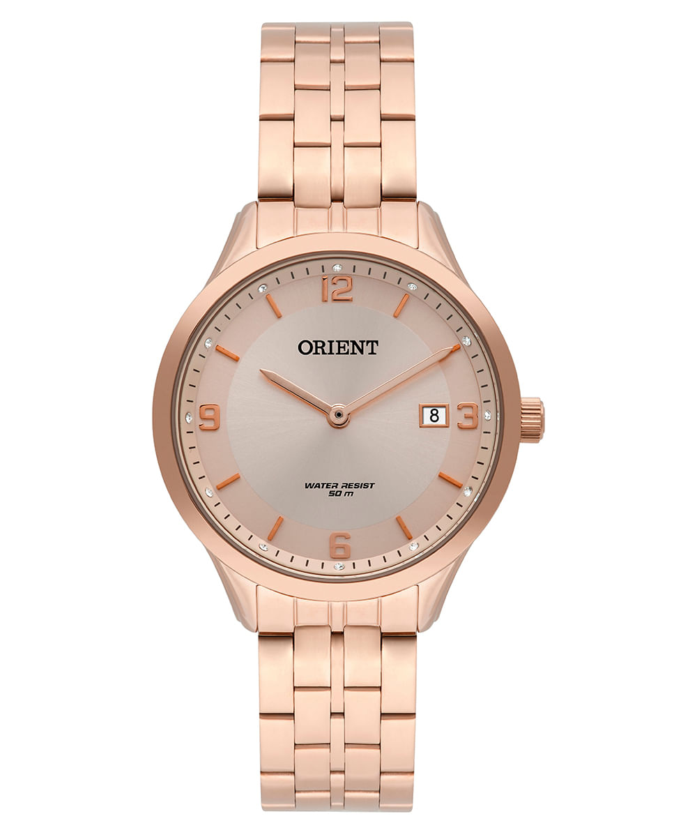 relógio orient frss1046 r2rx analógico calendário rosa