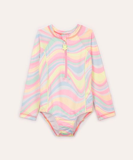 maiô infantil com listras neon e proteção uv colorido 6