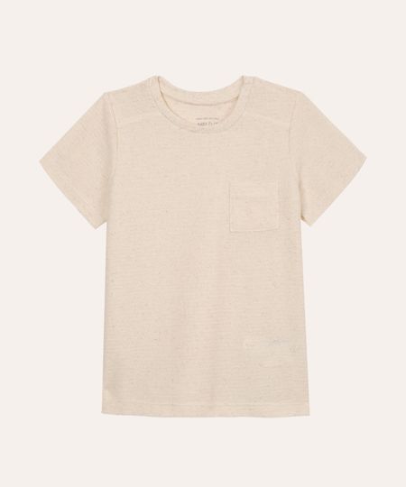 camiseta infantil com linho e bolso bege 3