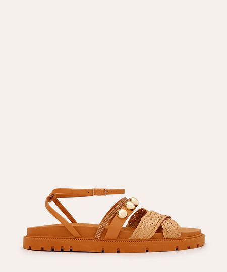 rasteirinha flatform tançada com tachas oneself bege 36