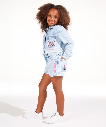 short jeans infantil stitch azul 6 short jeans infantil stitch azul 6