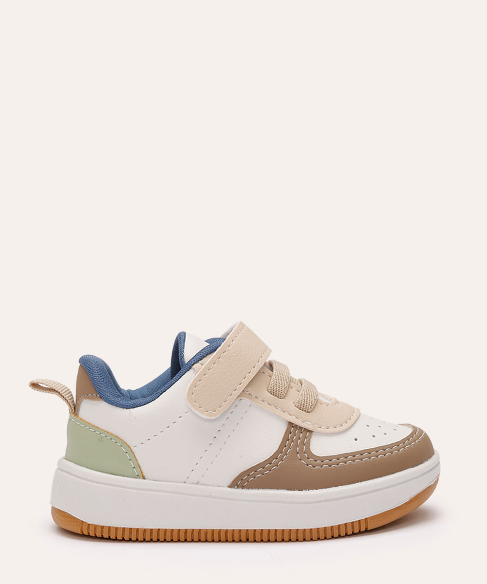 tênis casual infantil com velcro branco