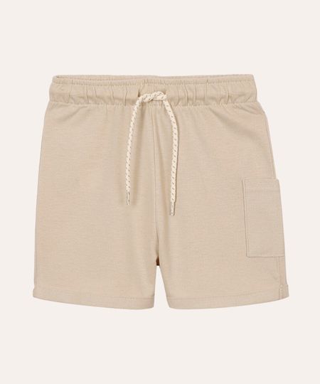 bermuda infantil de algodão com bolso - bege medio 2