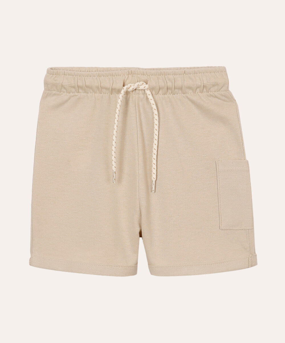 bermuda infantil de algodão com bolso - bege medio