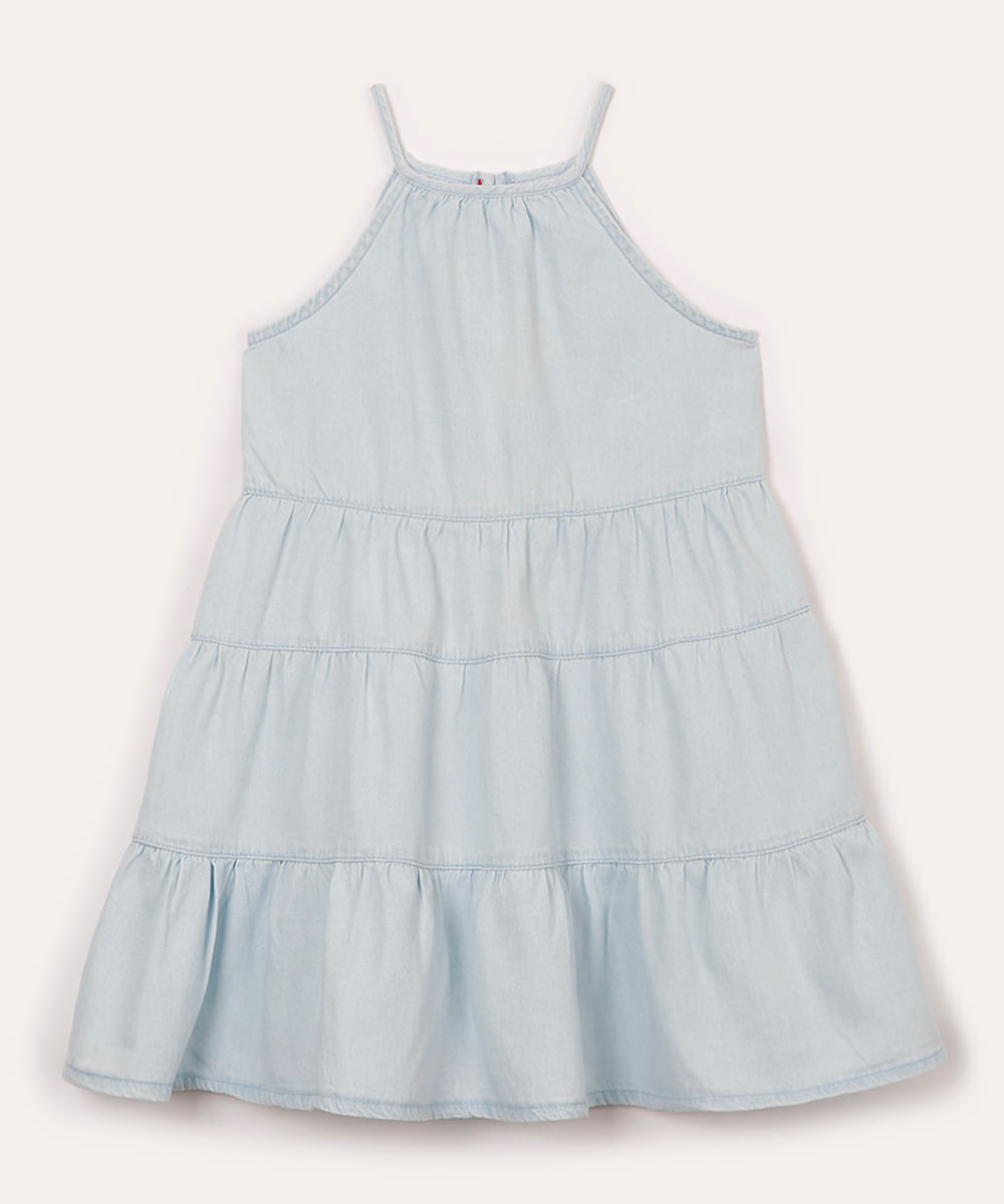 vestido midi jeans infantil azul