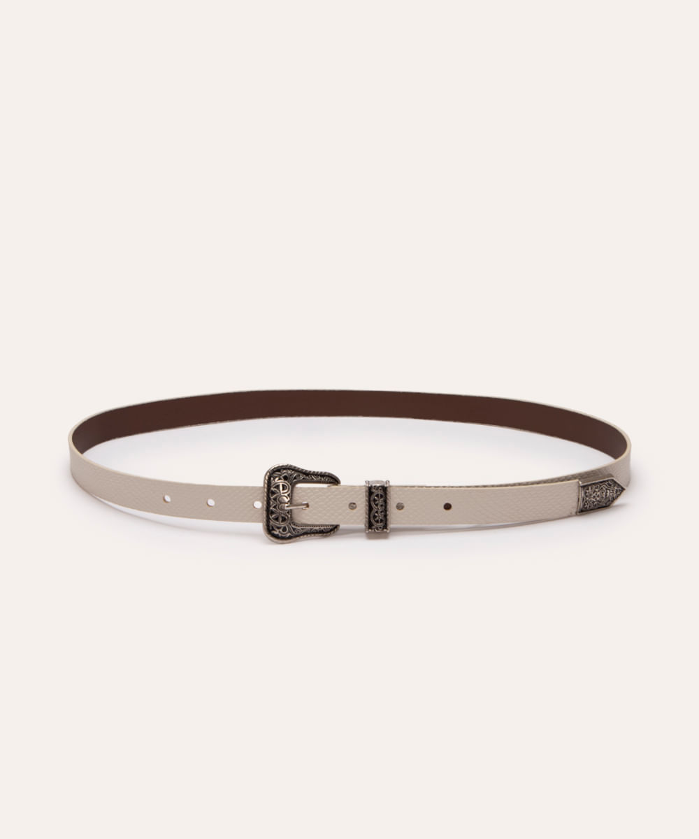 Vista 2 cinto infantil croco fivela texturizada C&A OFF White C&A OFF White