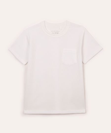 camiseta de algodão infantil com bolso off white 6