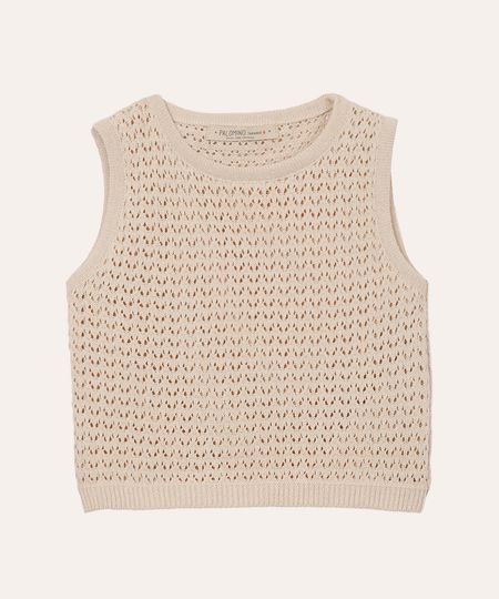 regata de tricot infantil texturizada bege 8