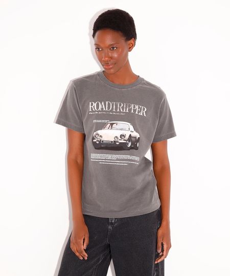 camiseta de algodão manga curta roadtripper mindset cinza M
