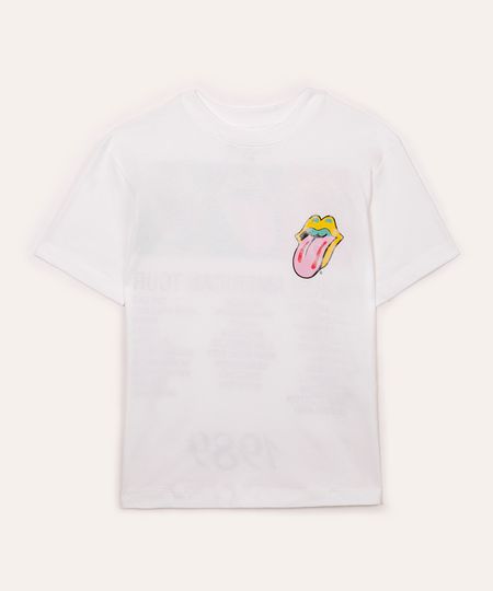 camiseta de algodão juvenil the rolling stones off white 16