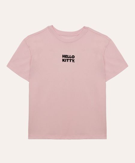camiseta de algodão juvenil hello kitty rosa 14