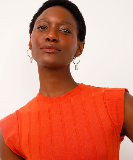 blusa canelada muscle tee decote redondo off white - terracota G blusa canelada muscle tee decote redondo off white - terracota G