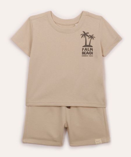 conjunto infantil curto coqueiro bege 5
