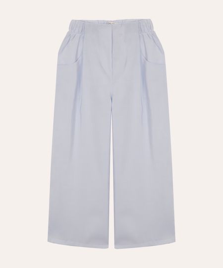 calça wide leg infantil cós com elástico azul 4