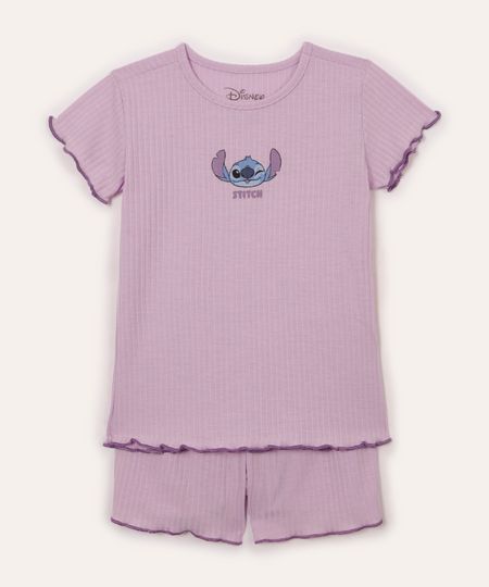 pijama curto infantil stitch lilás 14