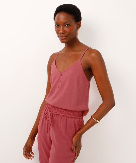 regata decote v alça fina rosa G regata decote v alça fina rosa G