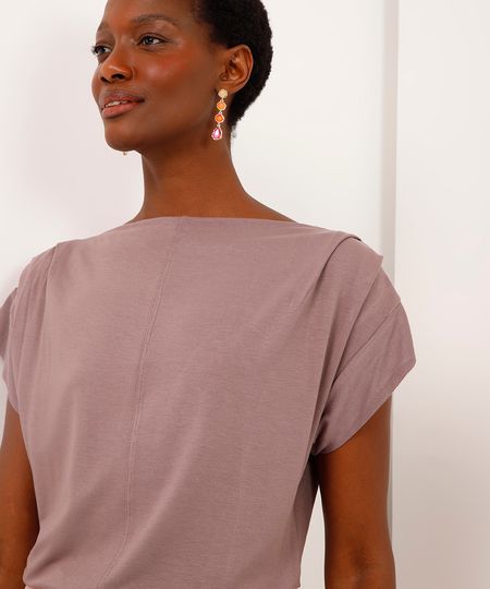 blusa de viscose com pregas nos ombros cinza PP