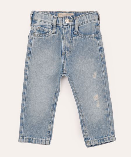calça jeans infantil slim com bolsos azul 1