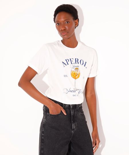 camiseta de algodão aperol social club mindset off white GG