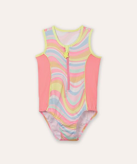 maiô infantil com listras neon e proteção uv colorido 6