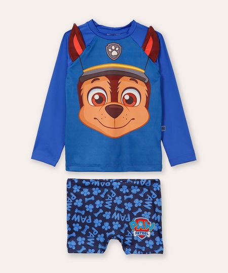 conjunto infantil proteção uv patrulha canina azul 2